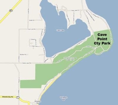 Cave Point Map, Door COunty
